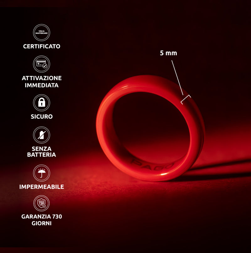 PAGO Ring Slim Red Shiny