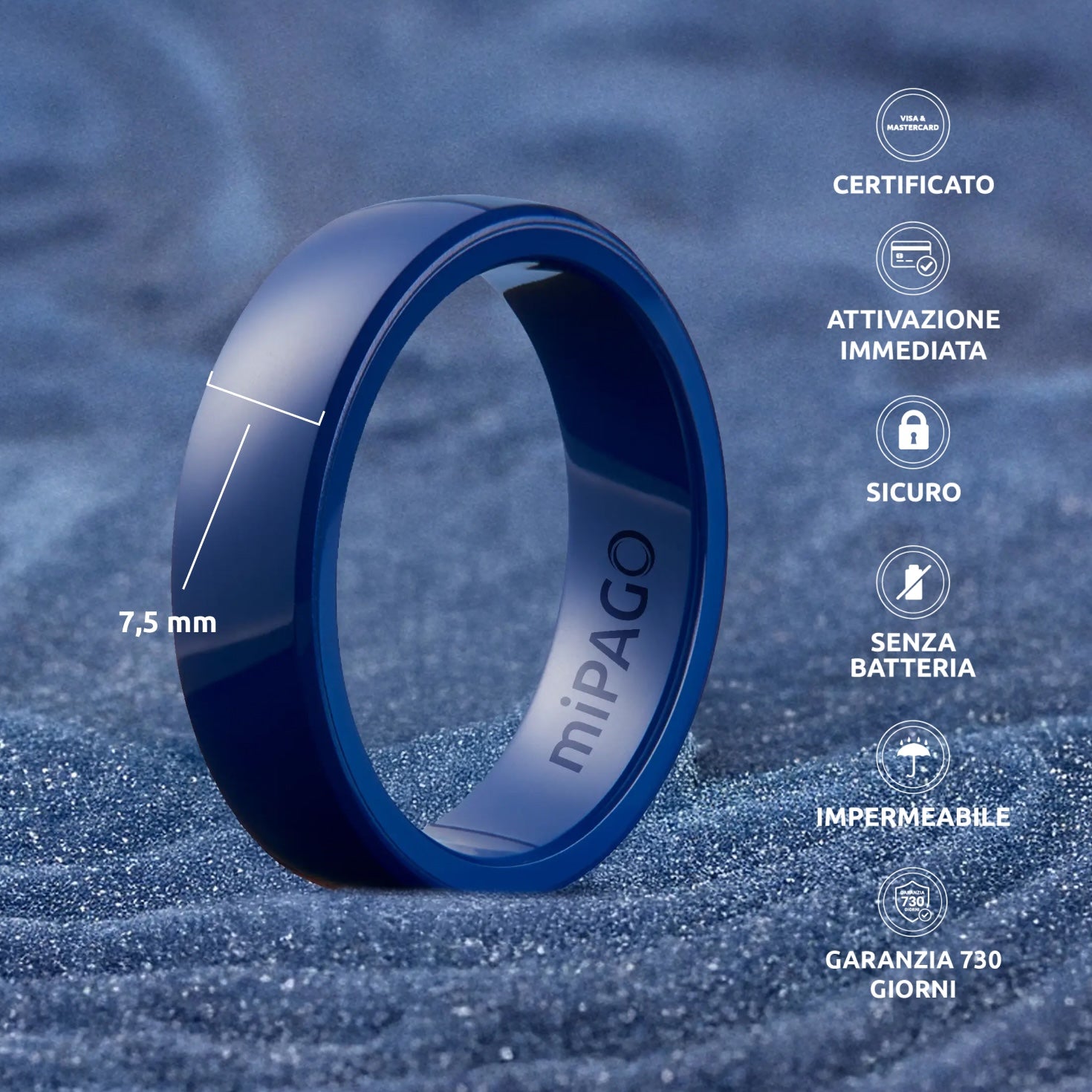 PAGO Ring Blue Shiny