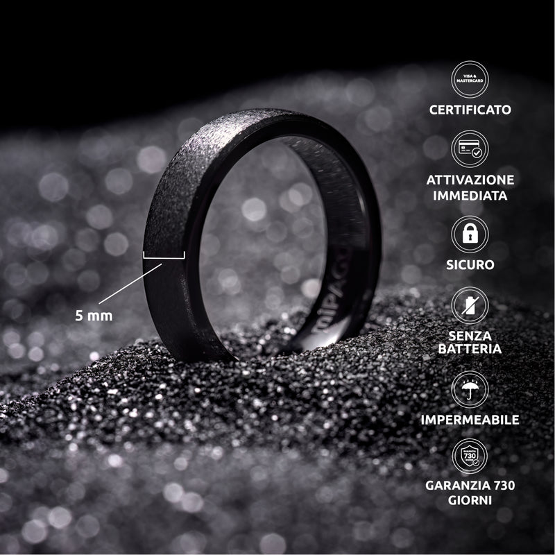 PAGO Ring Slim Black Rough