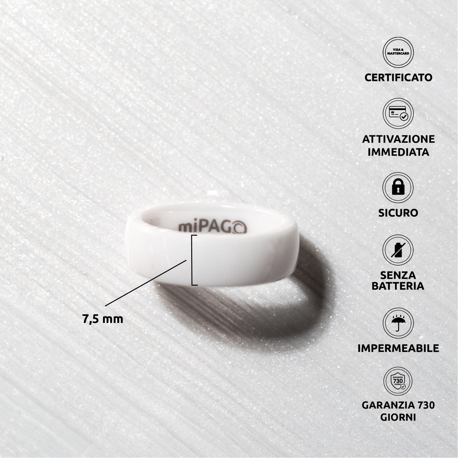 PAGO Ring White Shiny